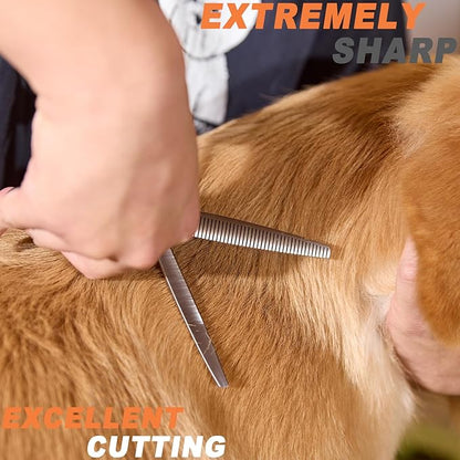 High-end Professional Dog Grooming Thinning Scissors Teeth Cutting Blending Shears Pet Texturizing Shears 7 Inch Extremely Very Sharp Stainless Steel Alloy For Cat Other Animals Groomer