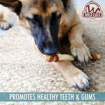Wild Eats Water Buffalo Jerky Wrapped Cheek Twist Dog Chews - 10 Pack (Healthy Alternative for Beef Rawhides for Dogs, Natural Treat, Single Source Protein Dog Treat)