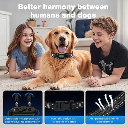 Dog Bark Collar, Rechargeable Smart Collar, with 4 Adjustable Modes Beep Vibration and 5 Adjustable Sensitivities, Bark Collar for Large Medium Small Dogs (Orange+Black)