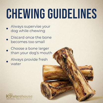 K9warehouse USA Marrow Bones for Dogs – All-Natural 5-6" Beef Bone Marrow Dog Treats – Long Lasting Bones for Aggressive Chewers – High-Protein Chews for Small, Medium, Large & Extra Large Breeds
