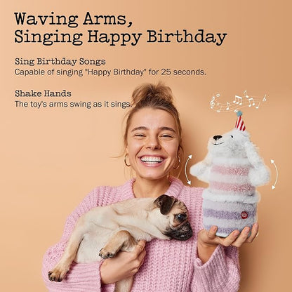 Fuzzwoof Birthday Cake Dog Toy, Singing and Dancing Birthday Songs, Interactive Dog Toys, Plush Stuffed Puppy Toys with Echo Function Feature, Happy Birthday Gift for Dogs