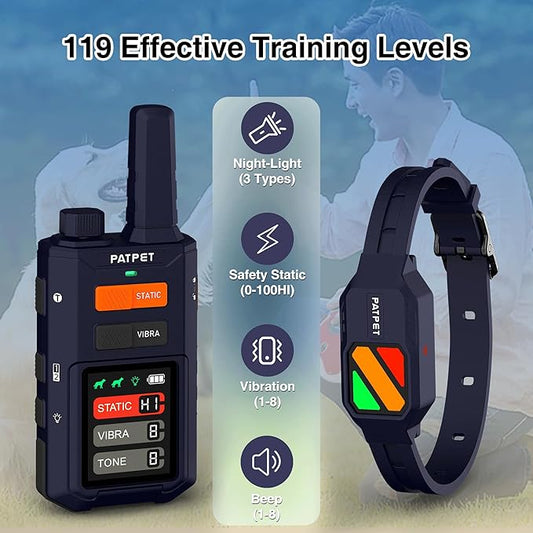 PATPET Dog Training Collar with Remote - 4200FT E Collars for Dogs Training for Large Medium Dogs, Rechargeable Waterproof Electric Dog Collar with 4 Training Modes & Night Lights