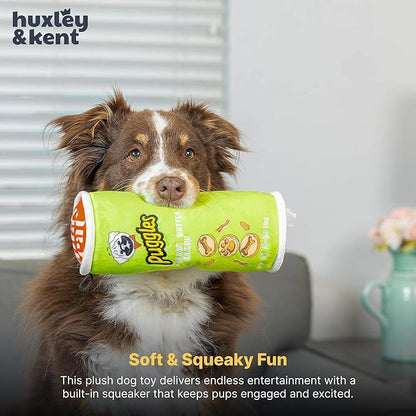 Huxley & Kent Funny Dog Toy w/Squeaker – Power Plush Squeaky Dog Toys for Small, Medium & Large Dogs – Soft Stuffed Animal for Indoor Play & Fetch - Puggles Can, Large