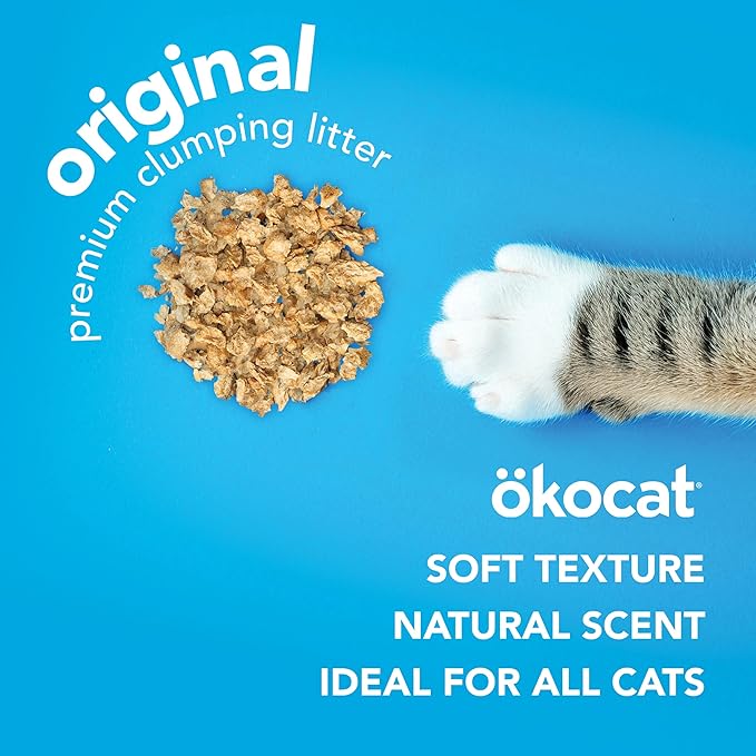 ökocat Original Wood Clumping Cat Litter, Unscented, 12.6 pounds - Natural Ingredients, Stops Odor, Clumps Solid, 99% Dust Free, Great for All Cats