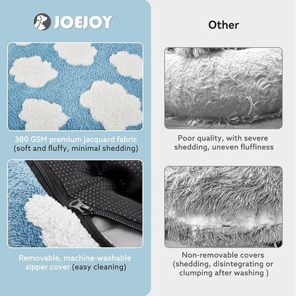 JOEJOY Donut Large Dog Bed, Cute Round Calming Dog Bed with Removable Washable Cover, Orthopedic Pet Beds with Jacquard Shaggy Plush & Non Skid Bottom, Black