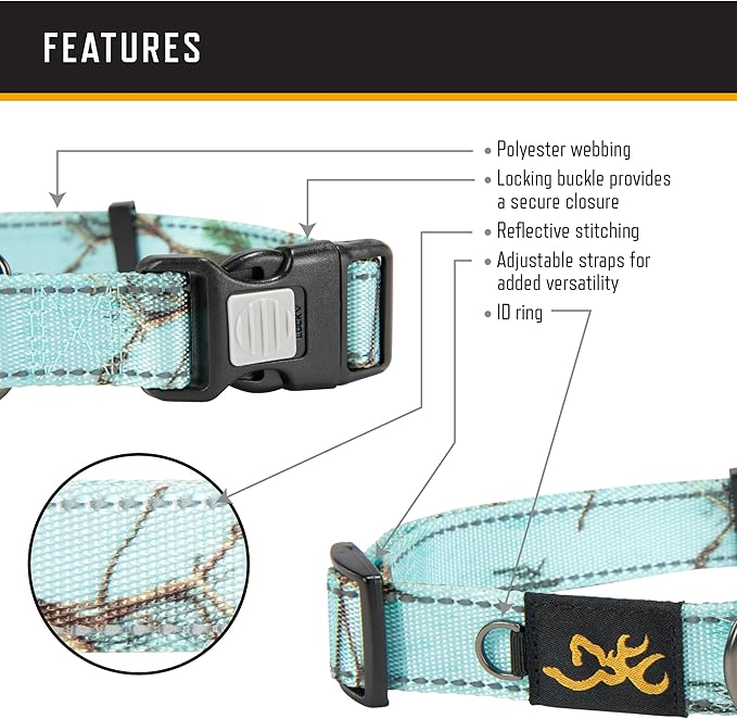 Browning Classic Webbing Collar Realtree Seaglass Small Teal