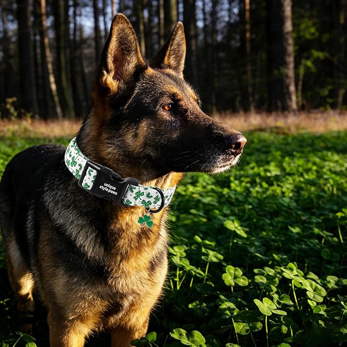Unique style paws Dog Collar Plastic Buckle with Pendant Puppy Collar for Saint Patrick Polka Dot Clover for Small Medium Large Boys Girls Dogs