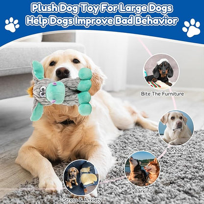 Dog Toys, Interactive Dog Squeaky Toys, Tough Crinkle Stuffed Animal Chew Toy for Small, Medium, Large Breeds, Plush Toy to Keep Them Busy, Pet Toys for Dogs