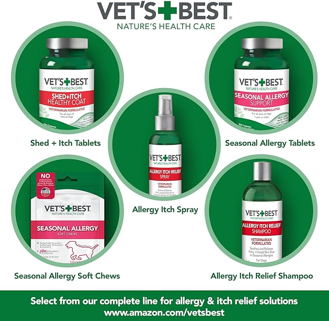 Vet's Best Allergy Itch Relief Dog Shampoo, Oatmeal Dog Shampoo for Itchy Skin, Cleans and Relieves Discomfort from Seasonal Allergies, Anti Itch Dog Shampoo, 16 Oz