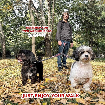 Pet Dreamland Exquisite Dual Dog Coupler for Medium Dogs. Trending Double Dog Leash Attachment with Tangle-Free Swivel. You Will Absolutely Love This Amazing Gear for 2 Dogs (Dark Grey & Pink)