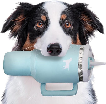 Pup Cup Tumbler Dog Toy – Cute Girl Dog Toy, Valentines & Birthday Gift, Interactive Squeaker, Fun Puppy Present (Mint Green)