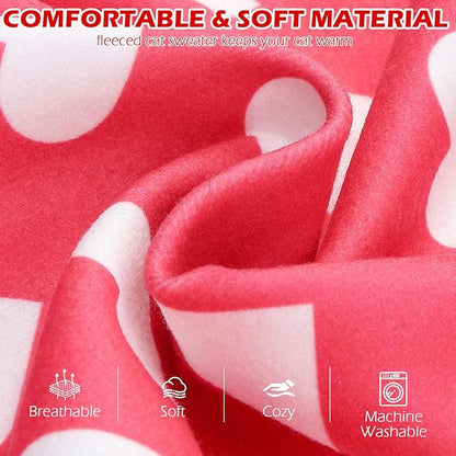 EXPAWLORER Soft Cat Sweater - Sweaters for Cats Only Warm Kitten Clothes, Fall and Winter Pet Coat Pullover Design, Fleece Sweatshirt Clothing Also for Puppy Small Dogs, Pink Heart M
