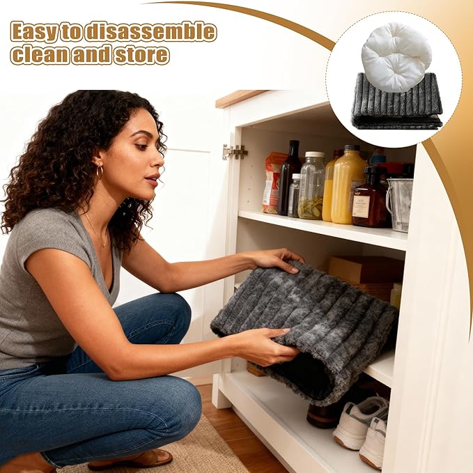 Indoor Cat House - Large Cat Bed Cave with Fluffy Balls and Scratch Pads, Foldable House and Apartment with Pads, Suitable for Multiple Cats (Deep Grey, Large)