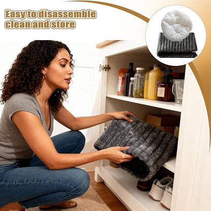 Indoor Cat House - Large Cat Bed Cave with Fluffy Balls and Scratch Pads, Foldable House and Apartment with Pads, Suitable for Multiple Cats (Deep Grey, Large)