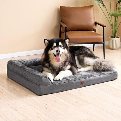 EHEYCIGA XXL Dog Bed Memory Foam, Orthopedic Giant Dog Bed Jumbo with Washable Removable Cover, Waterproof Pet Sofa Couch with Nonskid Bottom, 48x35x7.5, Dark Grey