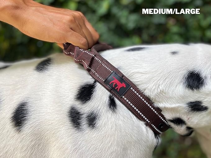 Tuff Pupper Heavy Duty Dog Collar with Handle | Ballistic Nylon Heavy Duty Collar | Padded Reflective Dog Collar with Adjustable Stainless Steel Hardware | Convenient Sizing for All Breeds