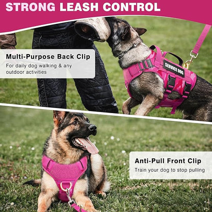 WINSEE Service Dog Vest Harness for Large Dog, Tactical Working MOLLE Vest with 10 Pet Patches, No Pull Heavy Duty Harness for Training Hunting Walking