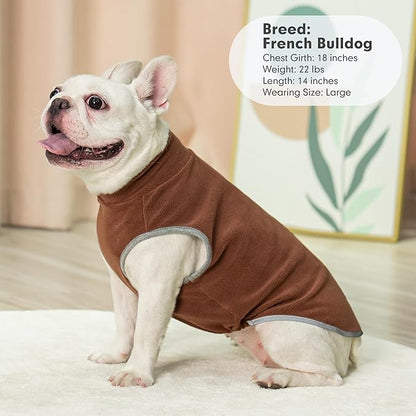 cyeollo Fleece Dog Sweater Vest, Reflective Dog Sweatshirt Pullover Doggie Jacket for Small Medium Large Doggie Clothes Boy Girl Pets, Brown & Khaki M