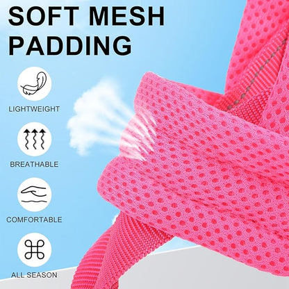 BEAUTYZOO No Pull Dog Harness Medium Sized Dog, Breathable Mesh Padded Dog Harness and Leash Set, Adjustable Reflective Escape Proof Dog Vest Harnessss Quick Fit for Training Walking, Hot Pink M