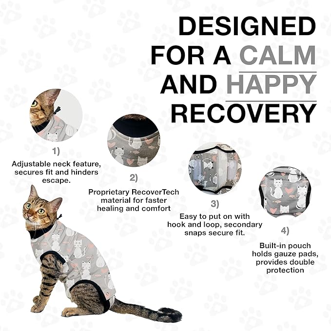 BellyGuard Cat Recovery Suit for Female and Male, Cat Surgery Suit Alternative, Onesie for After Spay Care, Post-Surgery Protective Body Cover for Feline and Kitten Healing