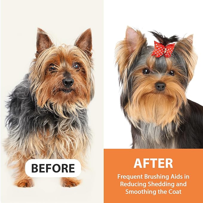 GROOMAGE Dog Brush for Long Haired Dogs, 27mm Extra Long Pin Brush for Grooming, Shedding - Beech Wood Material, Non-Slip Rubber Handle, Round-Tipped Pins