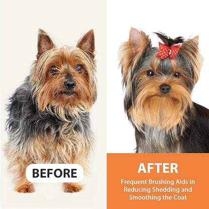 GROOMAGE Dog Brush for Long Haired Dogs, 27mm Extra Long Pin Brush for Grooming, Shedding - Beech Wood Material, Non-Slip Rubber Handle, Round-Tipped Pins