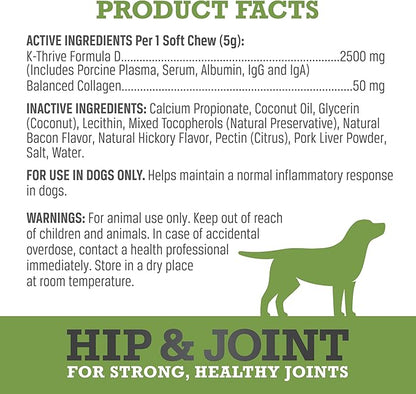 WINPRO Hip & Joint Supplement for Dogs - Plasma Powered Soft Chews for Joint Health & Mobility – Fast-Acting with Collagen & Natural Ingredients for Dogs of All Breeds – 60 Chews