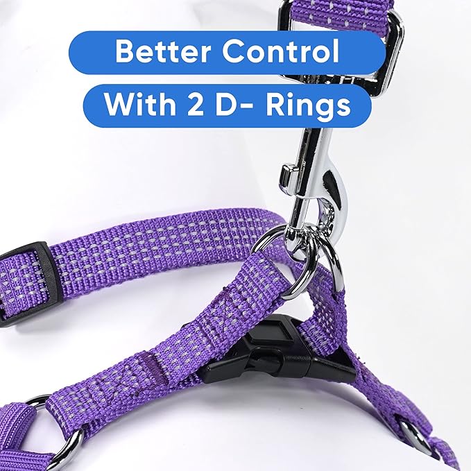 Pawtitas Reflective Step-in Dog Harness – Adjustable No-Pull Vest for Puppies to Seniors, Safe & Comfortable, L Purple