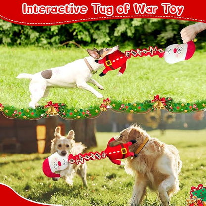 Christmas Large Interactive Dog Toys: Squeaky Plush Stuffed Dog Toy for Large Dogs - Big Chew Santa Dogs Toys for Puppy Small Medium Large Breeds