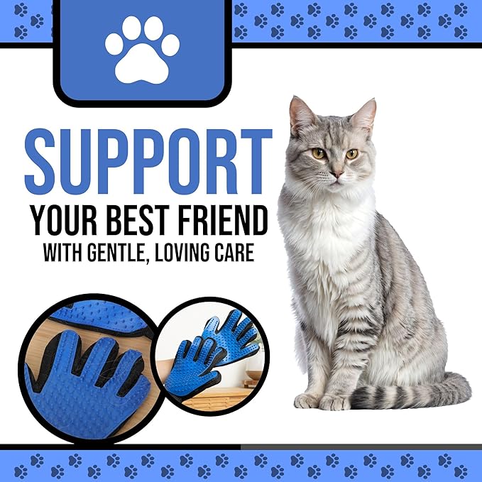 Pet Grooming Gloves – 1 Pair – Deshedding & Bath Massage Mitts for Dogs & Cats – Choose from 5 Colors – Adjustable, Reusable & Easy to Clean (Blue)