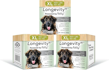 Yummy Combs Longevity15 – C15:0 – Fatty Acid Health Supplement for Dogs – Healthy Pet Supplies – for Extra Large Dogs, 3 Pack