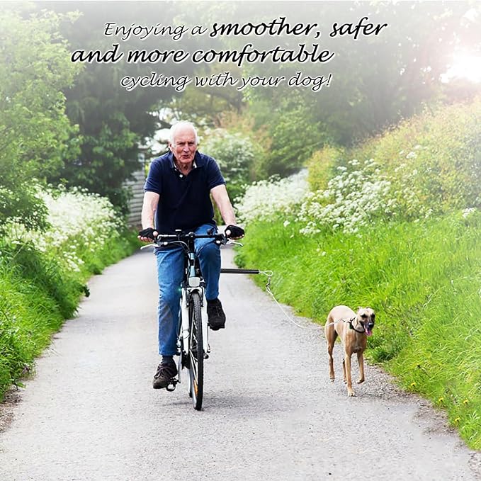 Hands-Free Bicycle Dog Leash for Cycling - 180° Rotating or Fixed Quick-Attach System, Built-in Shock-Absorbing Spring, Anti-Pull Design, Thick Steel Wire Rope 550 lbs (Carbon Fiber)