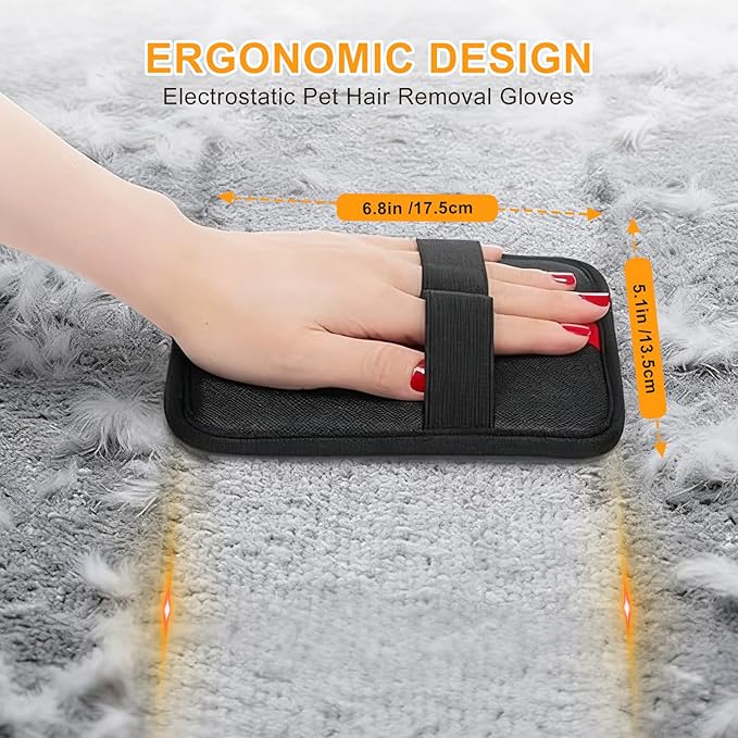 PCYIS Pet Hair Removal Glove,Reusable Electrostatic Pet Hair Remover Glove,Washable Grooming Tool for Cats, Dogs, Furniture, Car Seats, & Carpets(2 Piece)