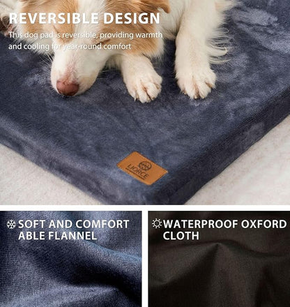 Dog Crate Pad - Extra Large Dog Beds with Removable Washable Cover and Waterproof Lining - XXL Memory Foam Pet Bed for Crate - Reversible Kennel Mat (Cool & Warm), 48-inch, Dark Grey