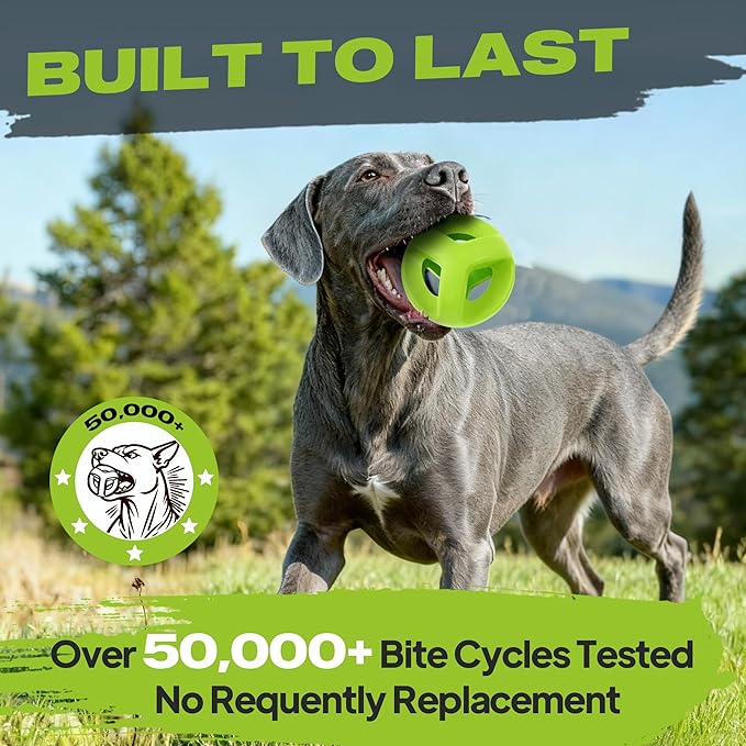 Fida Natural Rubber Dog Balls for Aggressive Chewers, Durable Dog Chew Toys for Large Dogs, Interactive Fetch & Tug of War Toys for Medium Large Breed Non-Toxic Dish Washable,4.5 * 4.5"