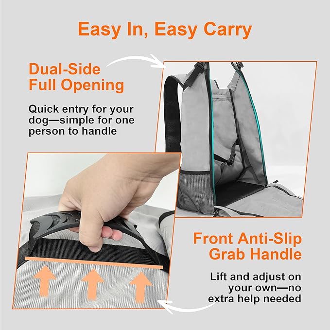 Furtent Dog Backpack Carrier, Ergonomic Pet Travel Bag, Suitable for Medium and Large Dogs, Built-in Leash and Adjustable Buckle, Ideal for Hiking and Cycling, M