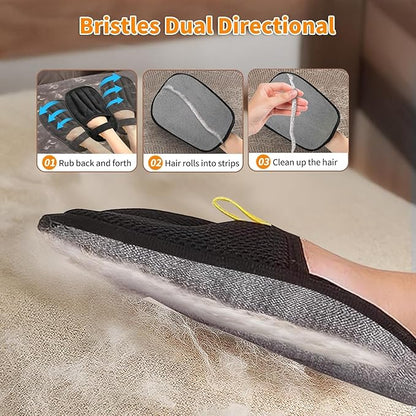 Pet Hair Removal Gloves for Dogs & Cats - Electrostatic Grooming & Deshedding Glove for Furniture Car Clothes - Reusable Easy Clean Bonding Brush Mitt