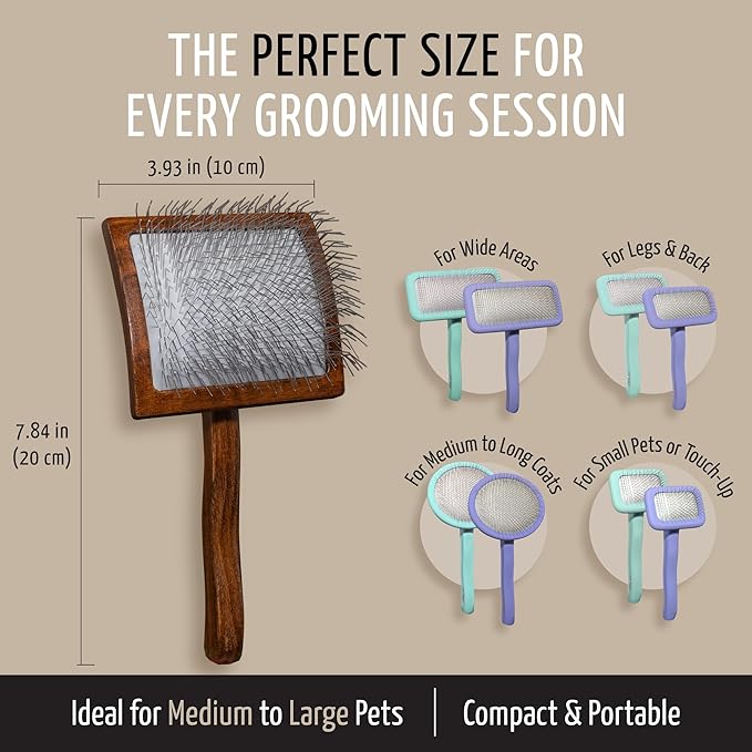 Tauro Pro Line Dog Brush for Shedding - Poodle, Goldendoodle or Labradoodle Hair & Large Breeds - Slicker Brush for Dogs & Cat Grooming, Flexible Cushion & Non-Slip Grip (Size L - Purple)