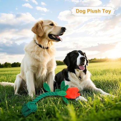 Rose Flower Plush Squeaky Dog Toys with Crink Paper for Small Medium Large Dogs