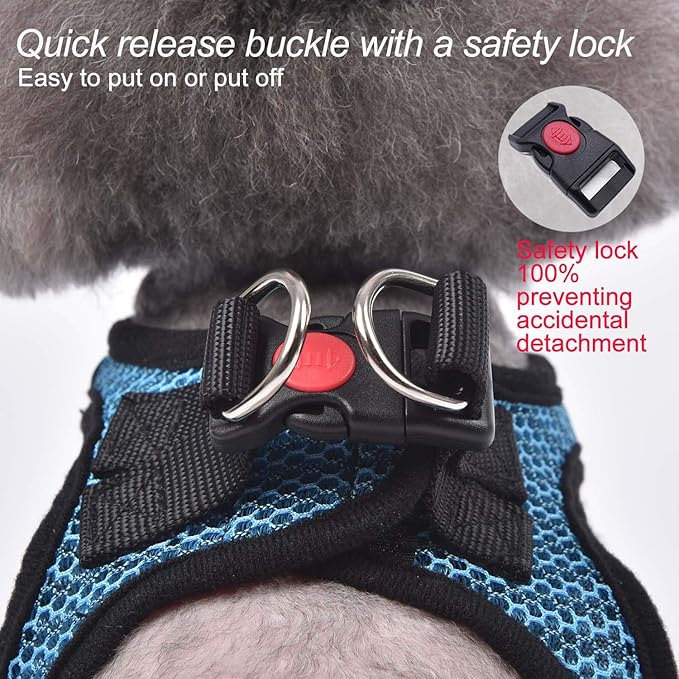 matilor Dog Harness Step-in Breathable Puppy Cat Dog Vest Harnesses for Small Medium Dogs Blue