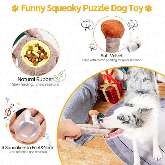 Squeaky Dog Toys, Interactive Plush Duck Chew Toy for Pets - Safe & Durable,Slow Feeder Dog Bowl,Ideal for Puppies & Small to Medium Dogs