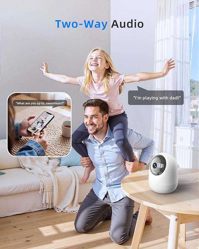 4MP Indoor Camera 5G WiFi 6 Pan Tilt 2.5K Supports MicroSD up to 256GB (No Card) Plug-in Pet Camera with Speaker for Dog/Cat Baby Monitor with Phone App, Motion Tracking, Compatible with Alexa