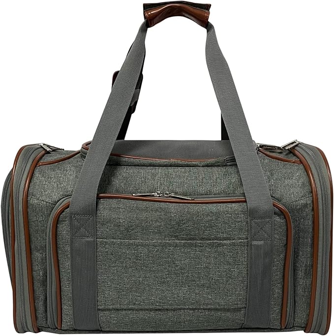 Mr. Peanut's Expandable Airline Approved Soft Sided Pet Carrier, Luxury Travel Tote with Premium Auto Self Locking Zippers, 18LX10.5WX11 H (Twilight Grey)