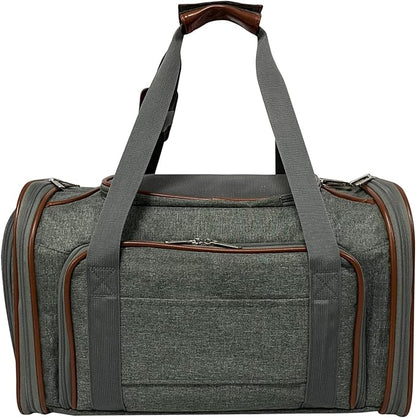 Mr. Peanut's Expandable Airline Approved Soft Sided Pet Carrier, Luxury Travel Tote with Premium Auto Self Locking Zippers, 18LX10.5WX11 H (Twilight Grey)