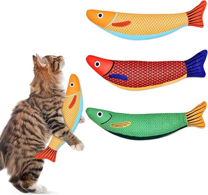 Zasle Cat Toys, Catnip Toys for Cats, Soft and Durable with Rattle Sound, Interactive Kitten Toys for Indoor Cats, Cat Chew Toy for All Breeds (3 Pack, Saury)