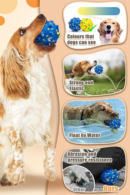 Moonorange Dog Tennis Balls for Aggressive Chewers, Indestructible Durable Bouncy Interactive Toy for Dogs Fetch Game Lightweight Floating Outdoor Training(Yellow+Blue Medium)