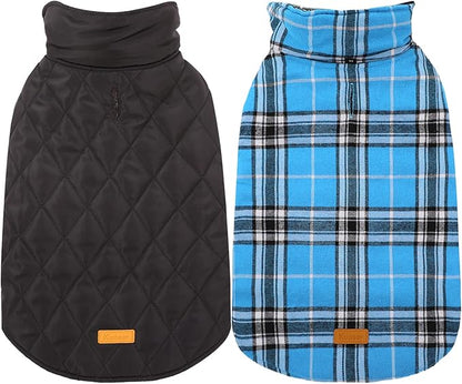 Kuoser Warm Dog Coat, Waterproof Dog Jacket for Extra Large Dogs, Adjustable Durable XXL Doggie Winter Coat Reversible Puppy Cold Weather Apparel from Small to Large Breed, Blue XXL