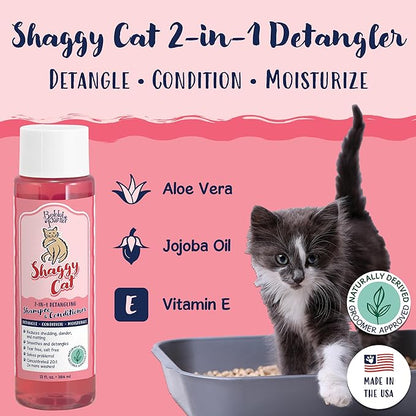 Bobbi Panter Cat Shampoo and Conditioner - Made in USA - All Natural 2-in-1 Formula for Reducing Shedding, Dander, Matting - Concentrated 10:1 for Professional Groomers - Watermelon Scent, 13 Oz