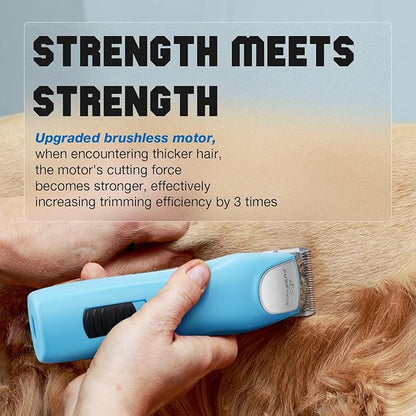 Professional Dog Clippers for Grooming - 2 Speed for Thick Curly Matted Coats, Low Noise Cordless Pet Hair Trimmer with Detachable A5 Blade & Metal Guide Combs Kit for Horse Animal Breeds