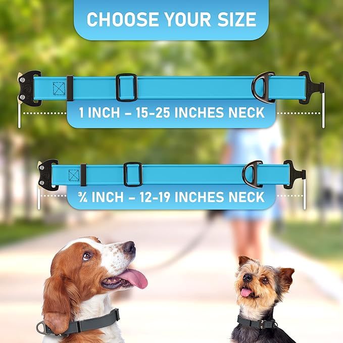 NexaPaw Biothane Dog Collar with Cobra Buckle - Made in USA - QR Code Dog Tag ID Included - Adjustable Heavy Duty Dog Collars for Medium Large Dogs - Waterproof Military Grade Tactical Collar for Dogs
